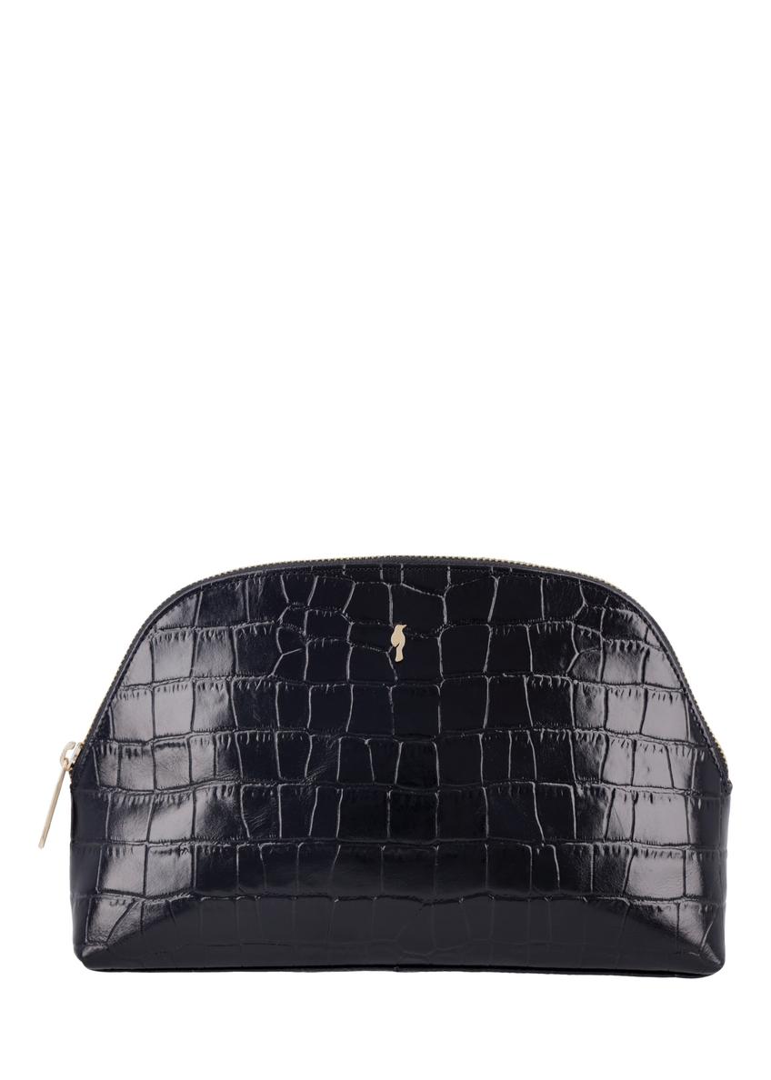Women's croco leather cosmetic bag TORES-1439-9G(Z26), front product view on white background.