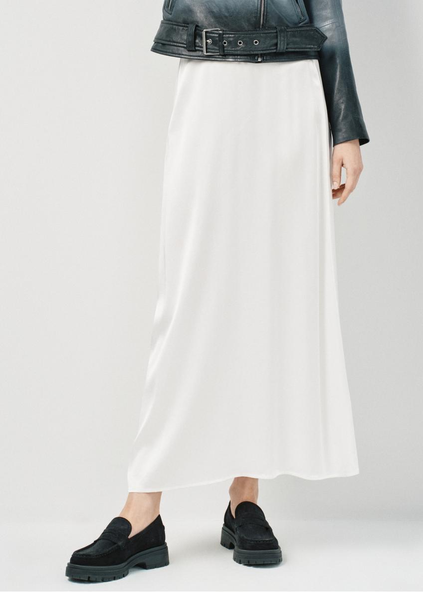 Long straight cream skirt SPCDT-0083-12(W24)-01