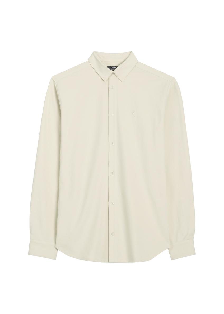 Beige men's cotton shirt KOSMT-0356-1A(W26)
