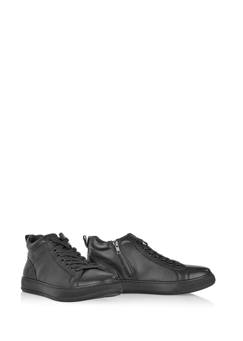 Black leather men's sneakers BUTYM-0466-99(Z24)