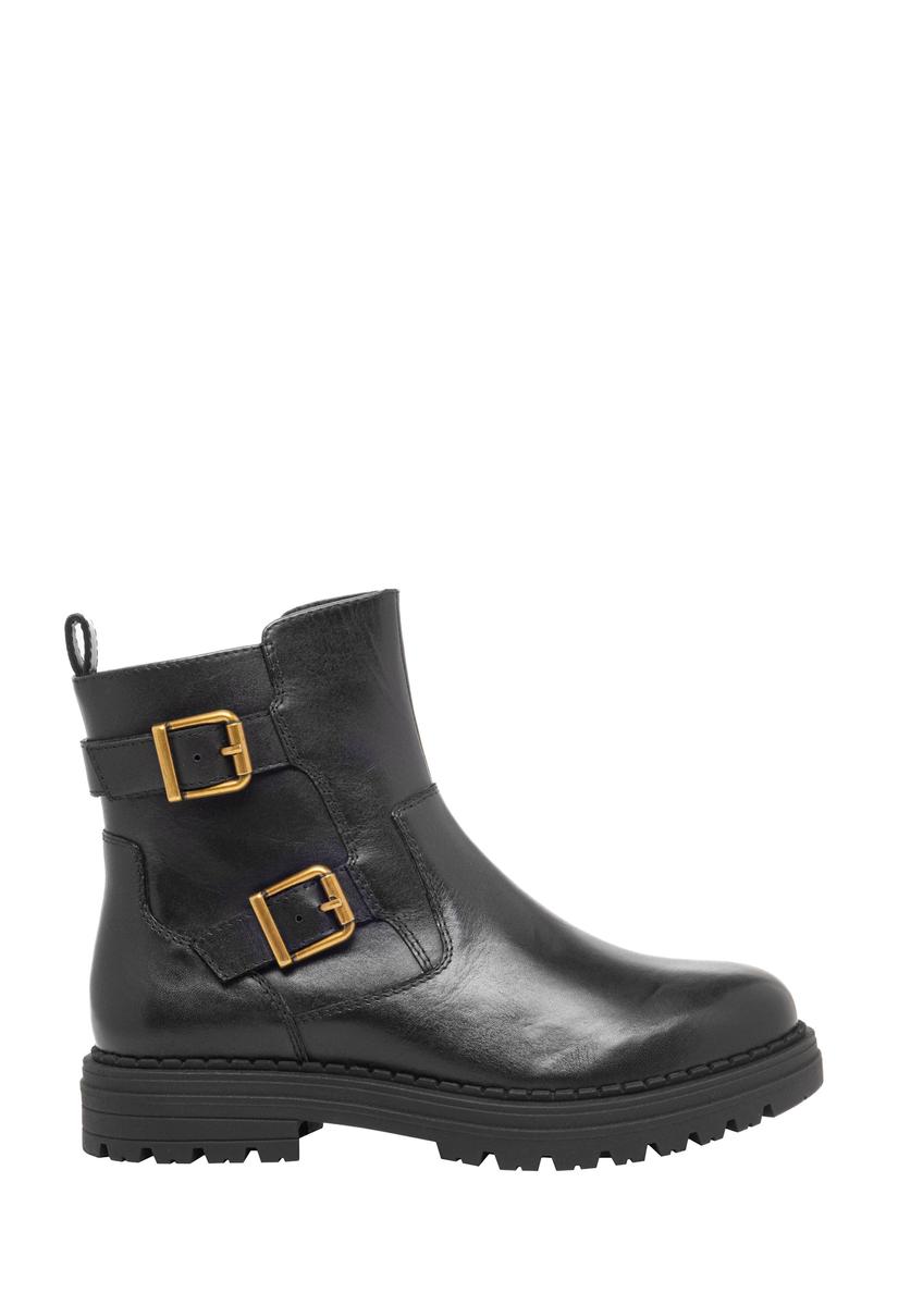 Women's leather ankle boots in black BUTYD-1280-99(Z26), side view of the product on a white background.