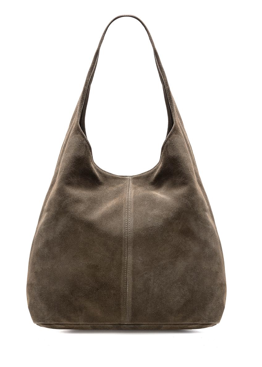 Women's suede shopper bag khaki TORES-1177-57(Z25)