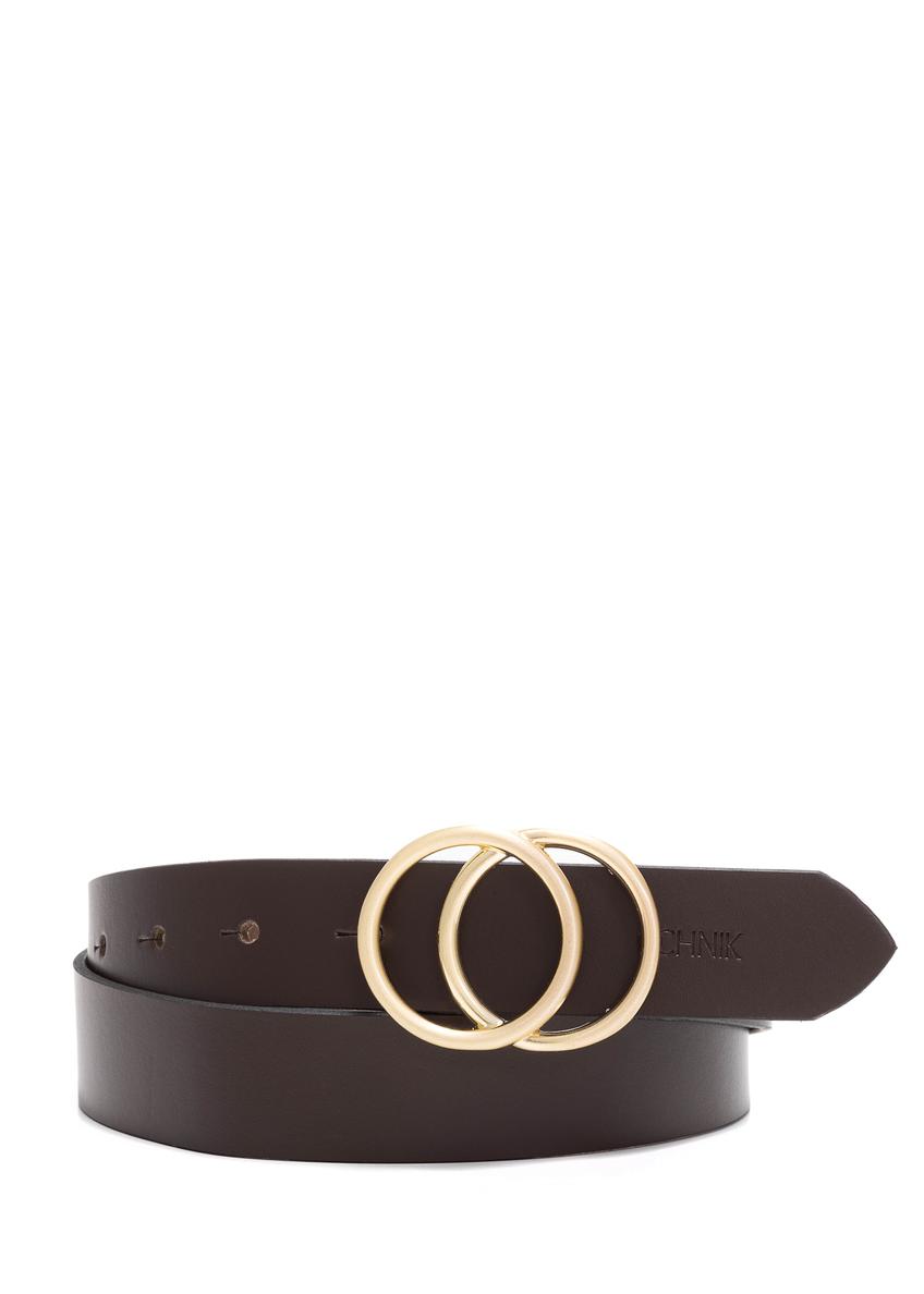 Brown women's leather belt PASDS-0172E-90(Z25), front product view on white background.