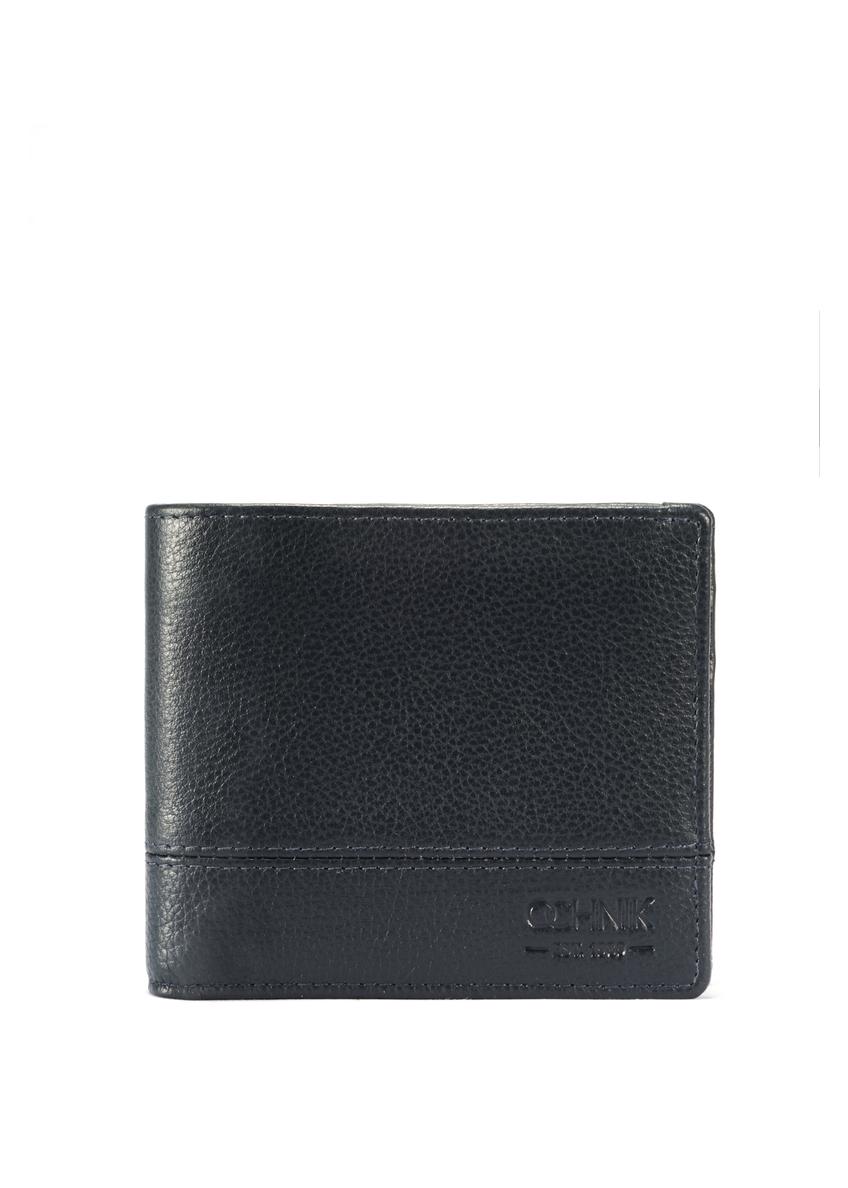 Navy blue men's leather wallet PORMS-0009B-69(W25), front product view on white background.
