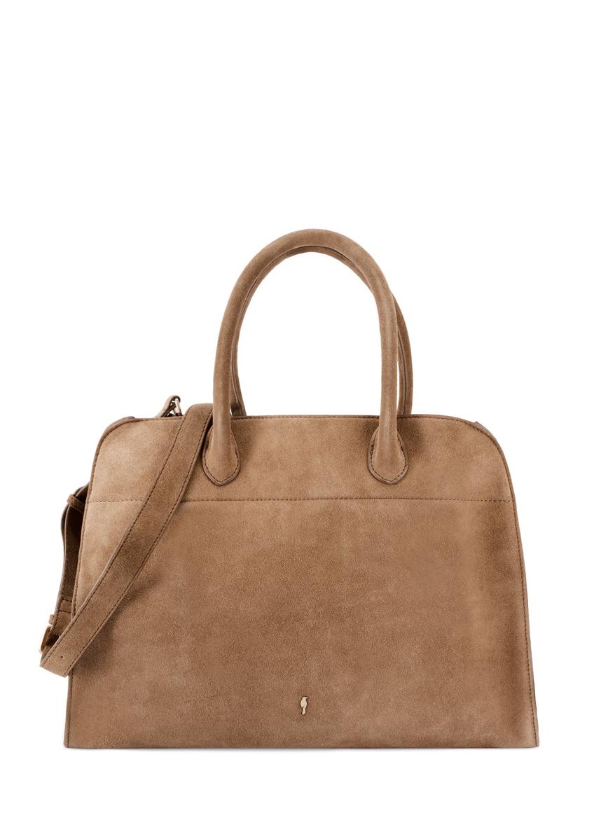 Beige suede handbag TORES-1191-1B(W26)