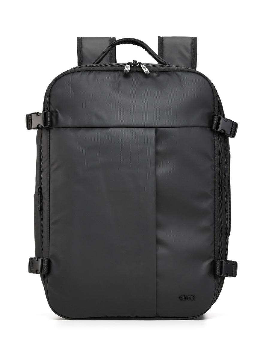 Black large travel backpack TORMN-0409-99(W26) - front product view, on white background.