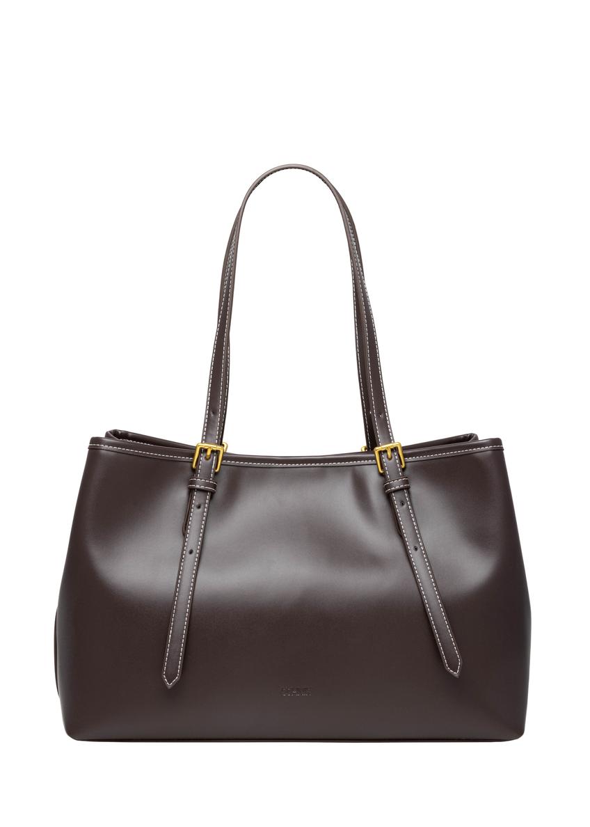 Large brown shopper bag TOREC-1381-1H(Z26), front view of the product on a white background.