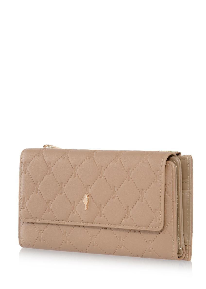Large beige women's wallet with monogram POREC-0347A-81(Z25)