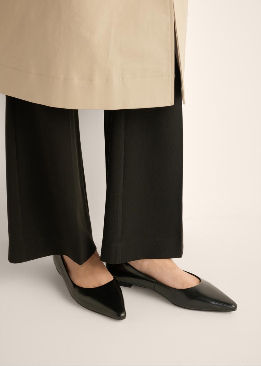 Women's black leather ballerinas BUTYD-1308-99(Z26)
