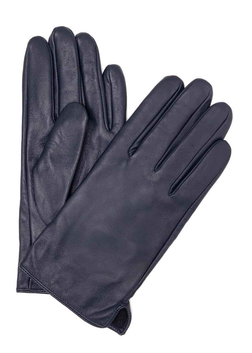 Men's navy blue leather gloves REKMS-0009A-69(Z25), front product view on white background.