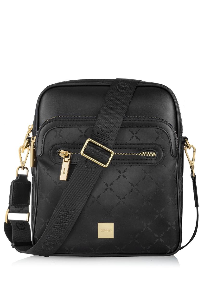 Black women's messenger bag with monogram TOREN-0257A-99(Z24)