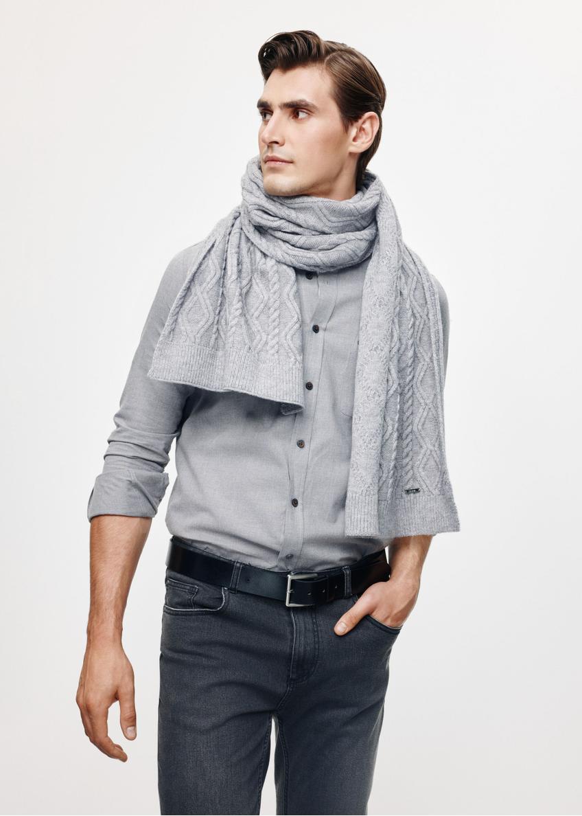 Gray men's scarf SZAMT-0077-91(Z24)