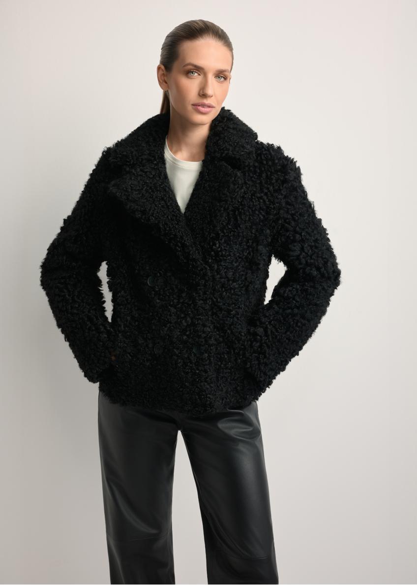 Black women's sheepskin coat KOZDS-0087-3095(Z25)
