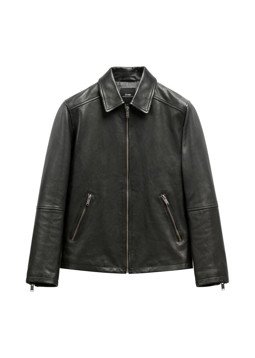 Men's black leather jacket KURMS-0363-99(W26)