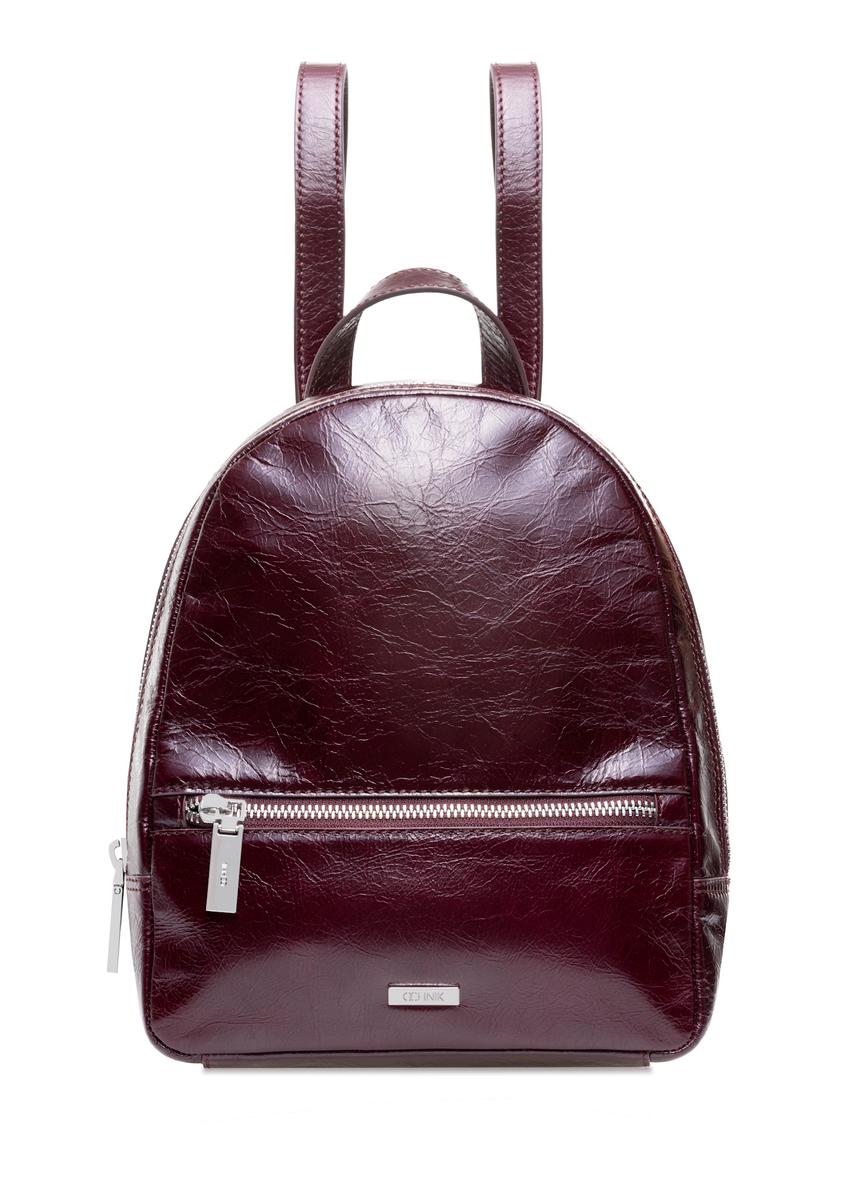 Burgundy leather women's backpack TORES-1173-49(Z25), front product view on white background.
