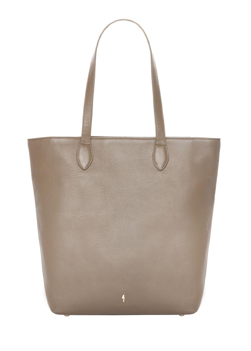 Leather shopper bag in cool beige color TORES-1312-1K(Z26)