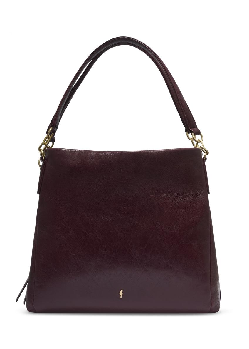 Burgundy leather women's shopper handbag TORES-0636-4D(Z26), front product view on white background.