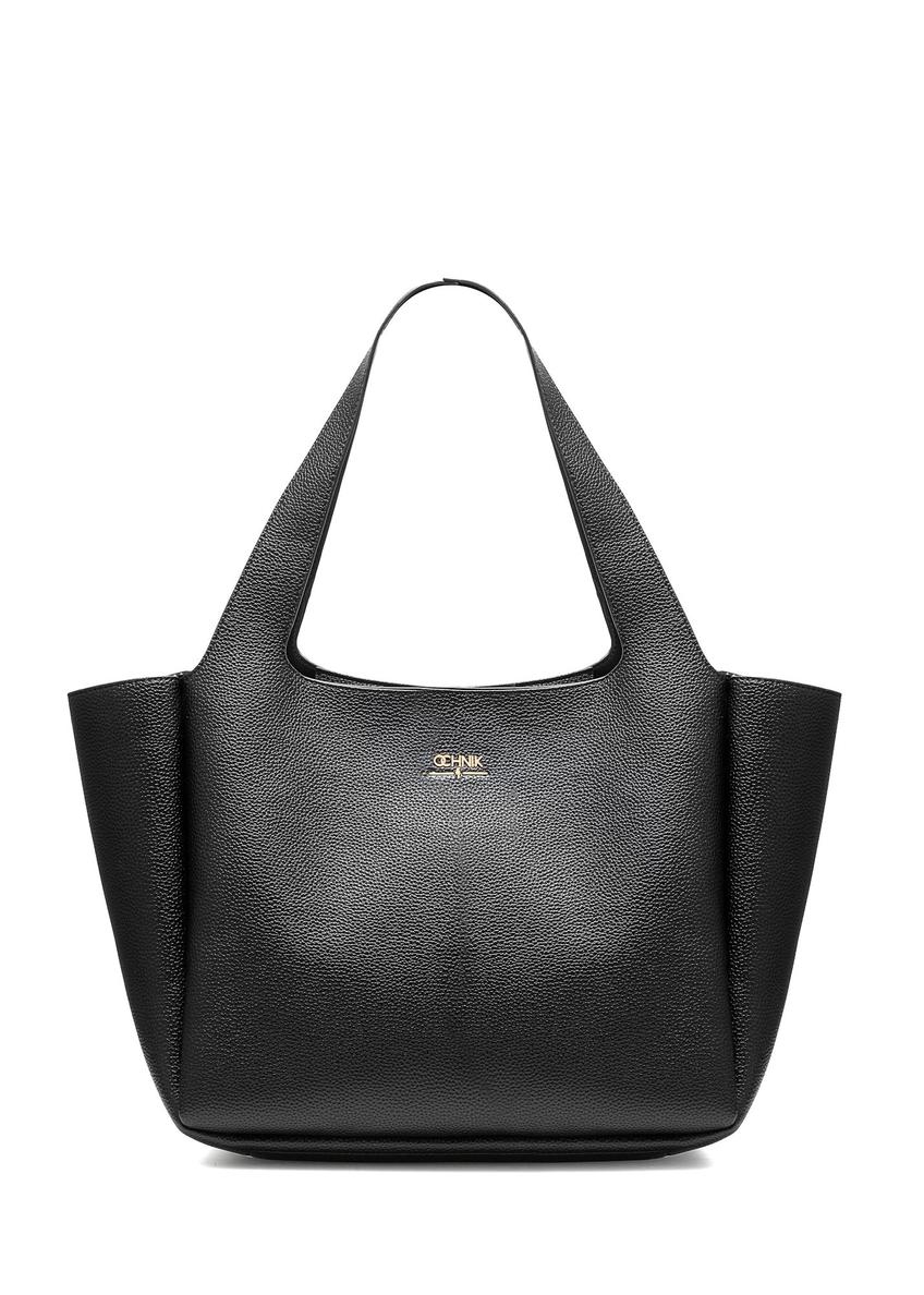 Black classic women's shopper bag TOREC-1060-9I(Z26), front product view on white background.