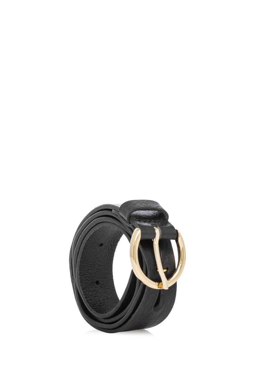 Black leather women's belt PASDS-0342-99(W26)