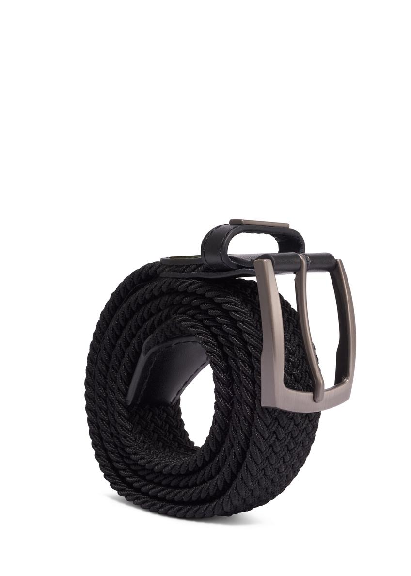 Black braided men's belt PASMT-0004-99(Z26)