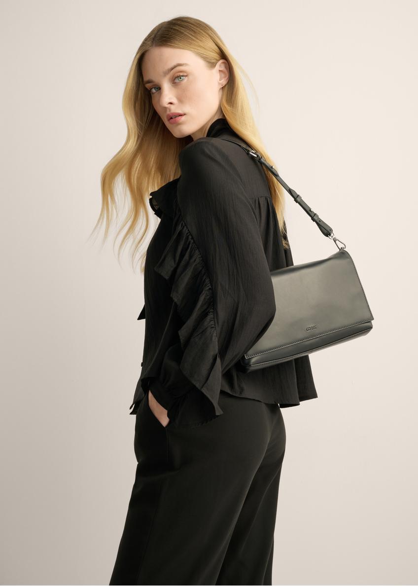 Women's black leather messenger bag TORES-1438-99(Z26)