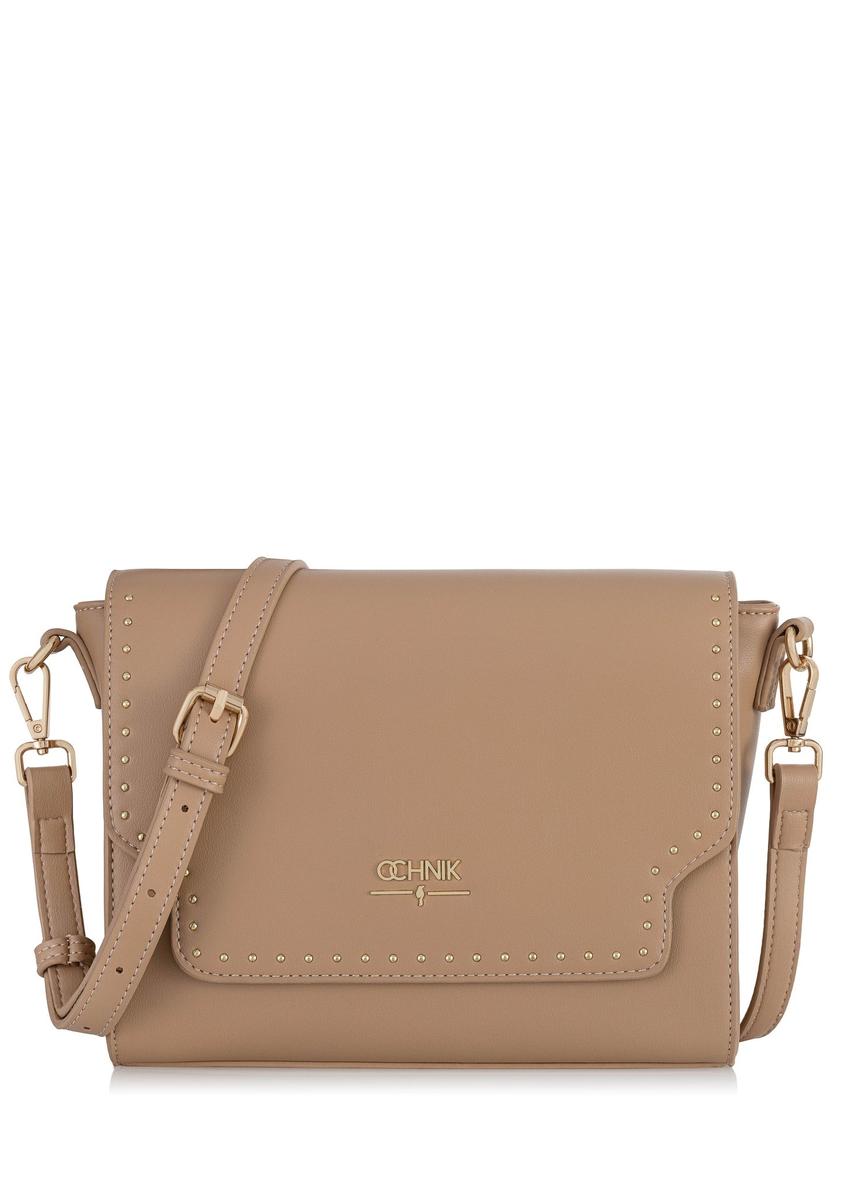 Beige imitation leather women's postbag TOREC-0899-80(W24)-08