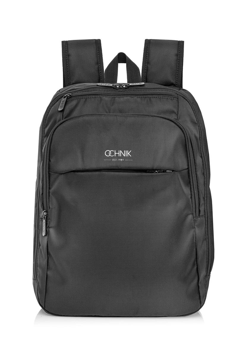 Black men's backpack with laptop pocket TORMN-0264C-99(Z25), front product view on white background.