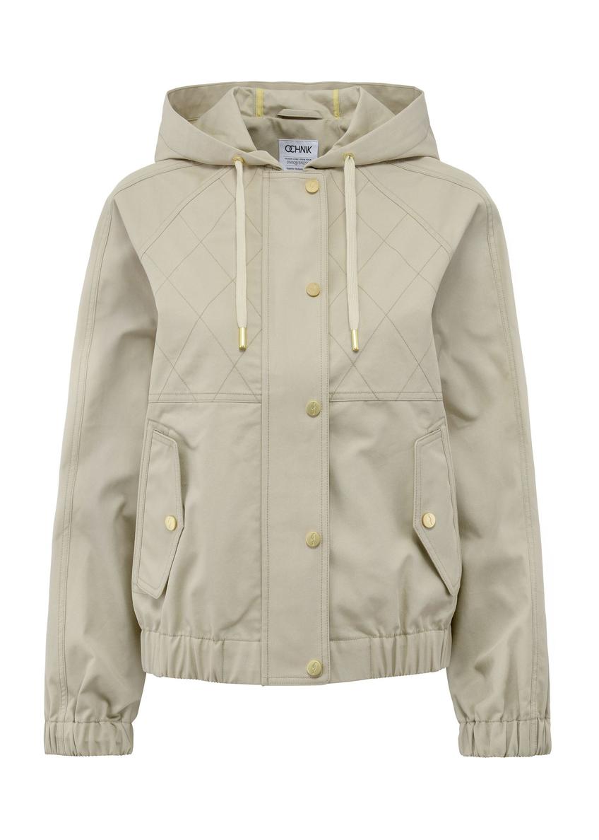 Beige women's jacket with hood KURDT-0561-81(W25)