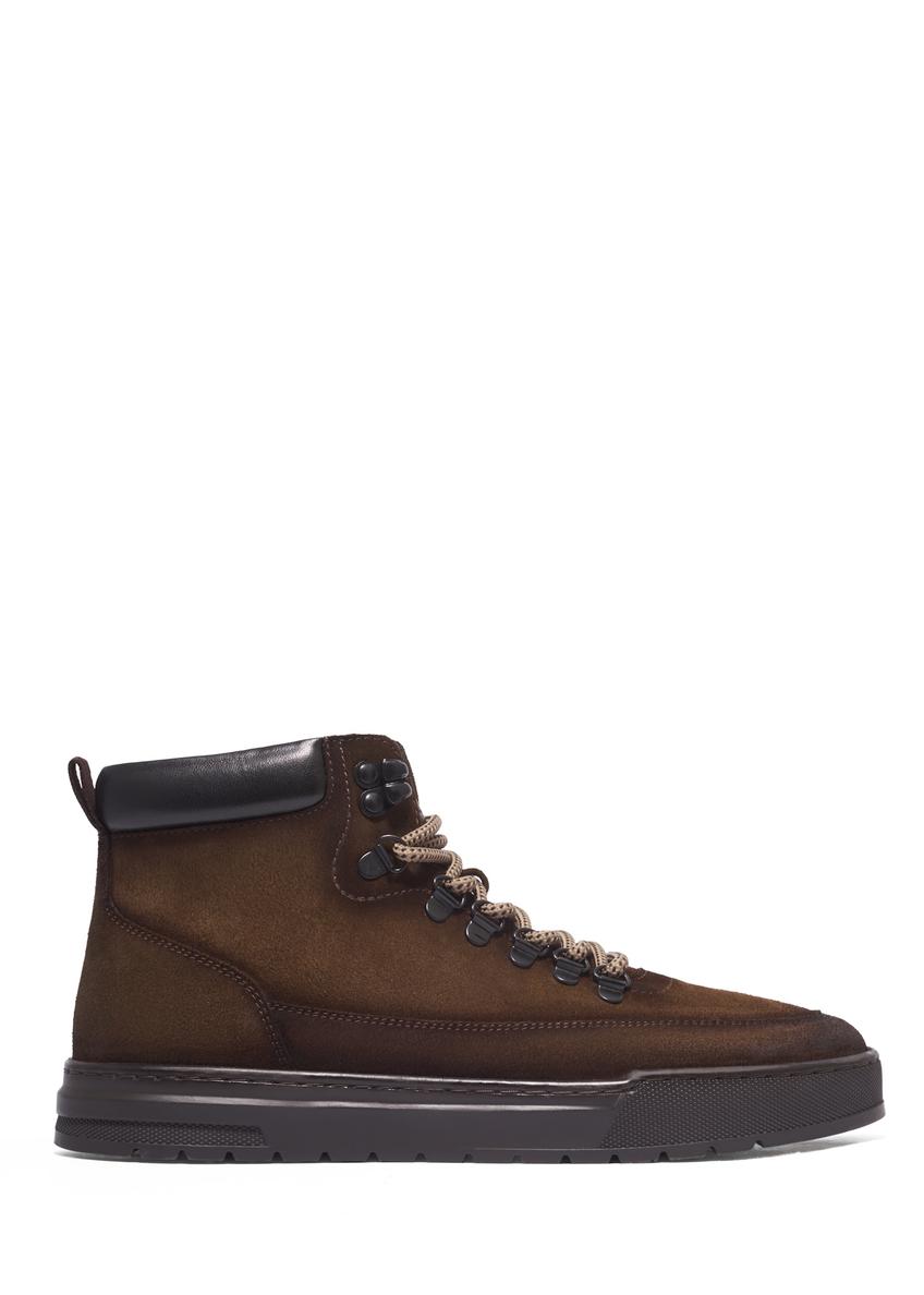 Men's suede shoes in cognac color BUTYM-0576-1H(Z26), side view of the product on a white background.