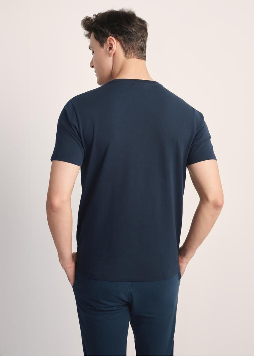 Navy blue cotton men's T-shirt TSHMT-0120-69(Z25)