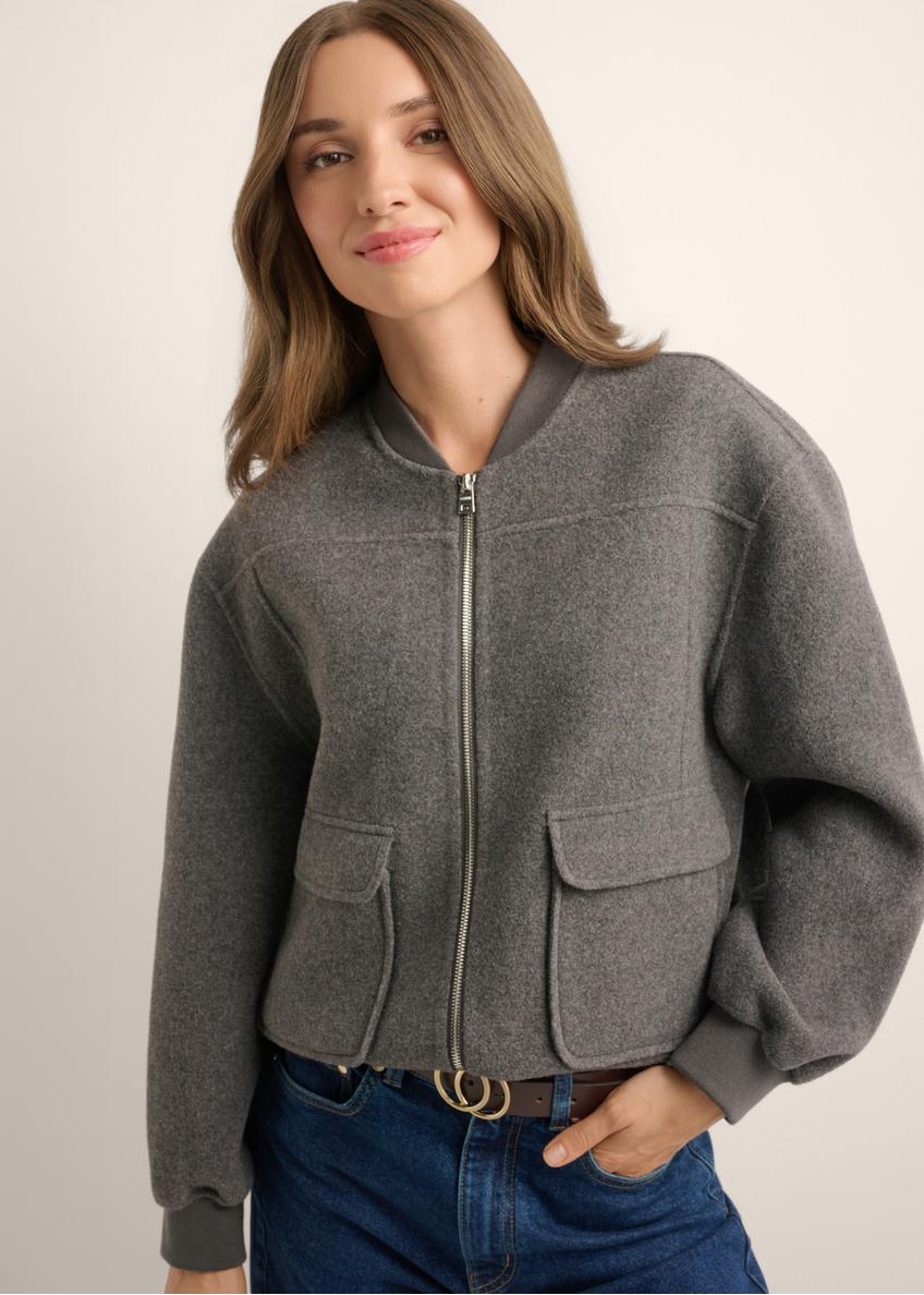 Women's short wool jacket PLADT-0079-9D(Z26)