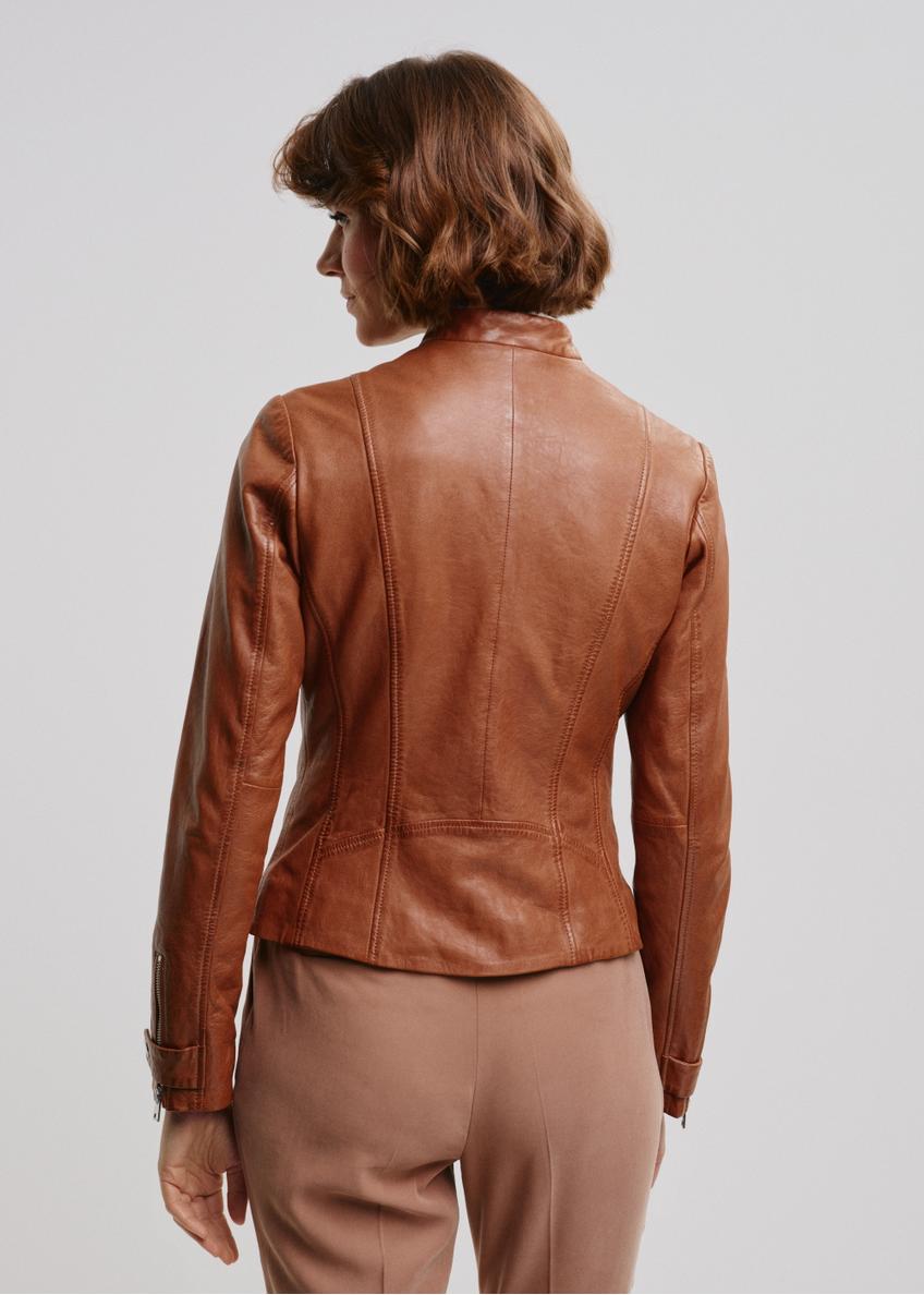 Cognac leather jacket for women KURDS-0473-1352(W24)