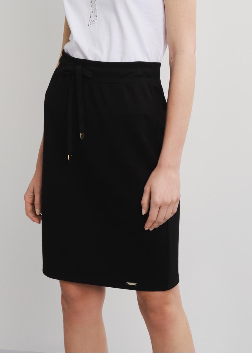 Black pencil skirt with ties SPCDT-0059-99(W23)-01