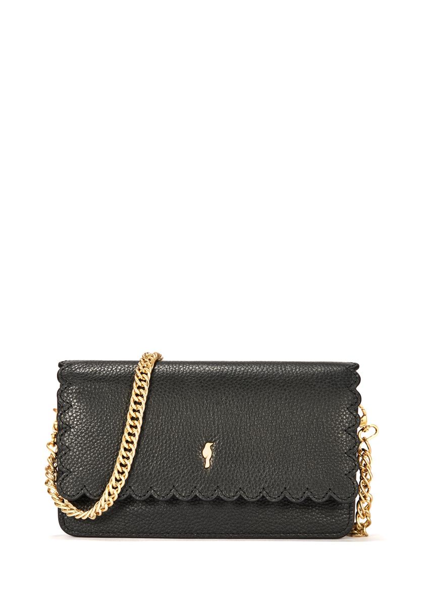 Black leather women's wallet with chain PORES-0958-99(W25)-09