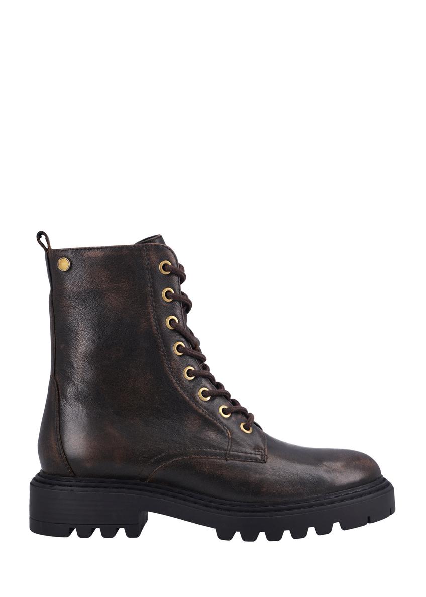 Brown women's ankle boots BUTYD-1192-1H(Z26), side view of the product on a white background.