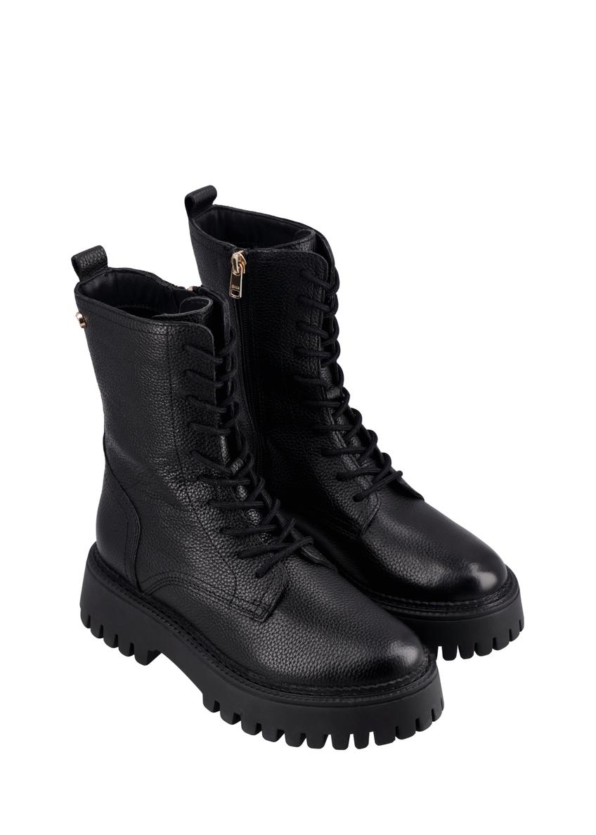 Women's leather ankle boots in black color BUTYD-1004-99(Z26)