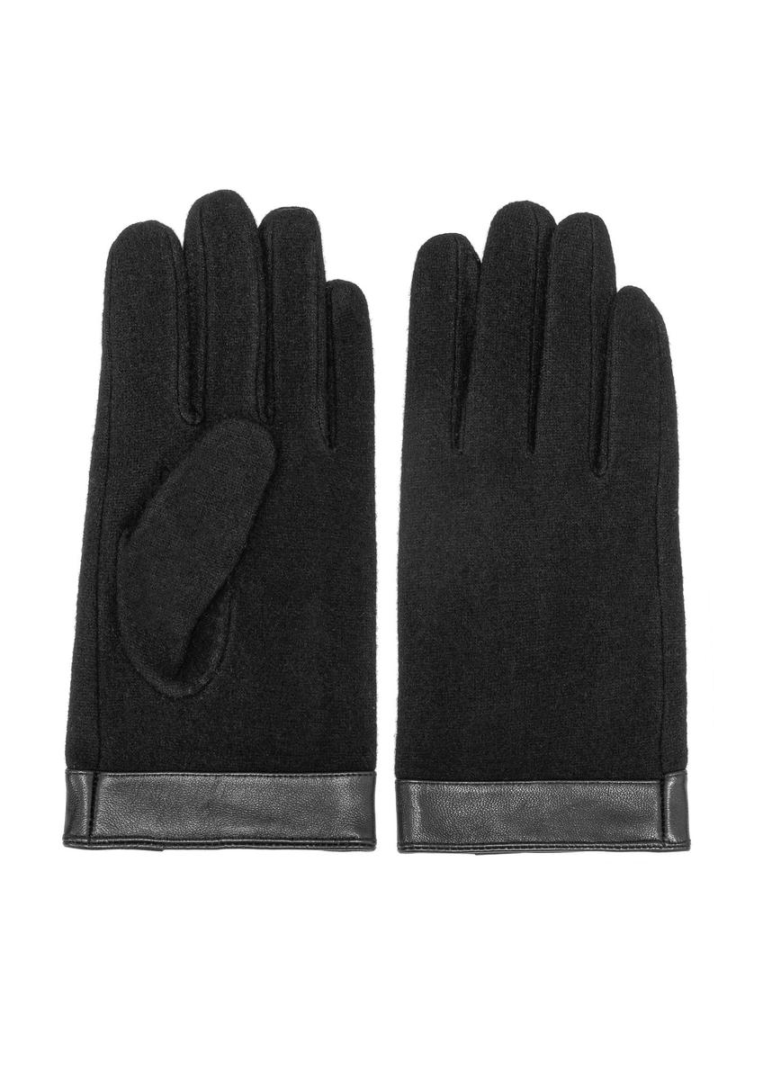 Men's black wool gloves REKMS-0084-99(Z25)