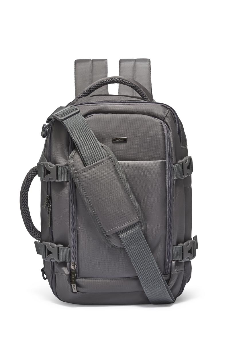 Graphite airplane backpack PLCMN-0017-9D(Z26), front product view on a light background.