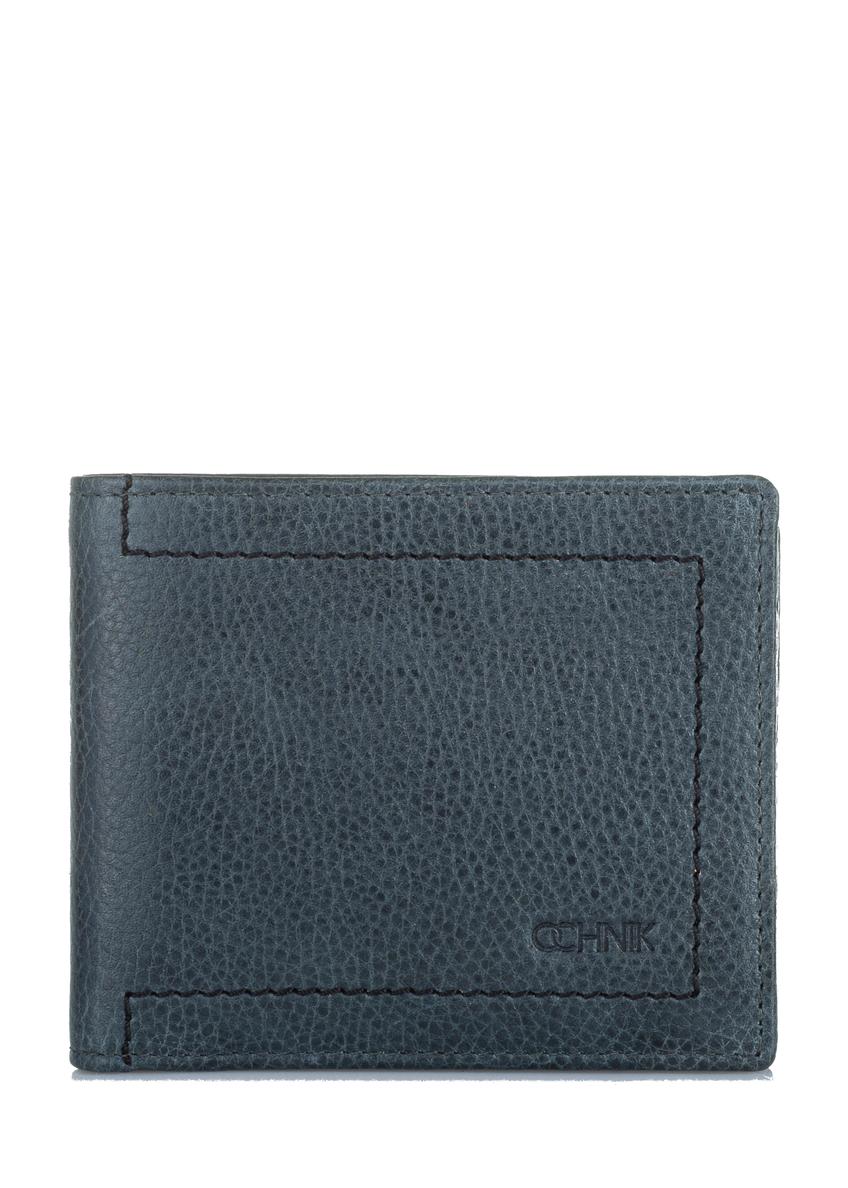 Men's navy blue leather wallet PORMS-0520-69(W23)-07