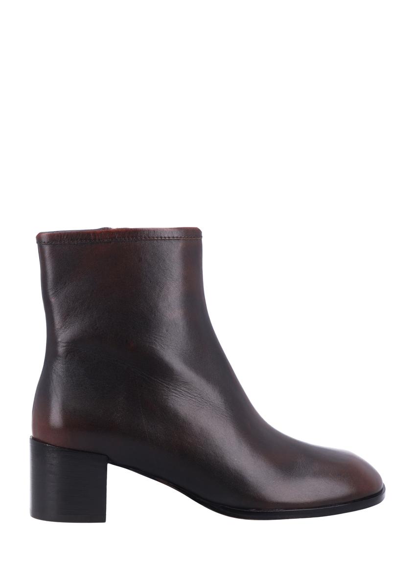 Dark brown leather women's ankle boots BUTYD-1359-1L(Z26), side view of the product on a white background.