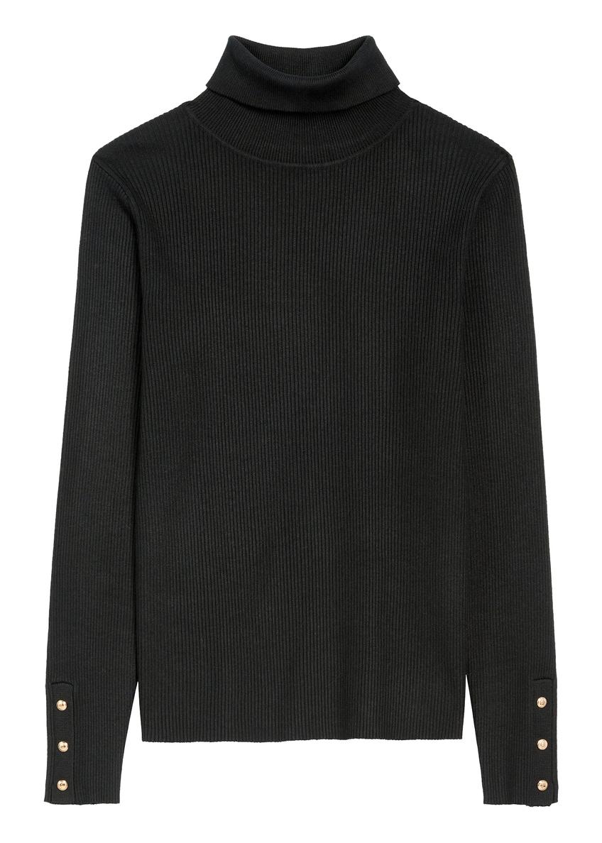 Black women's turtleneck sweater SWEDT-0209-99(Z25)