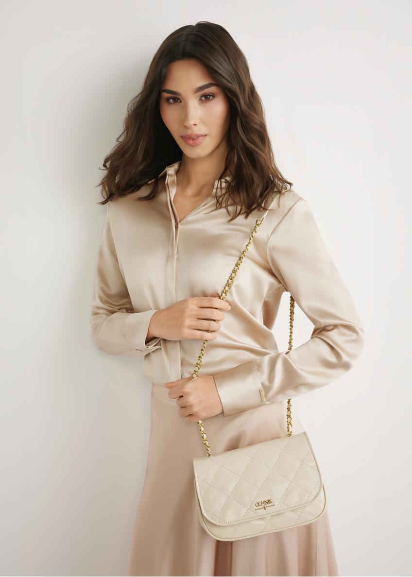 Cream patent leather women's handbag TORES-1297-0B(W26)