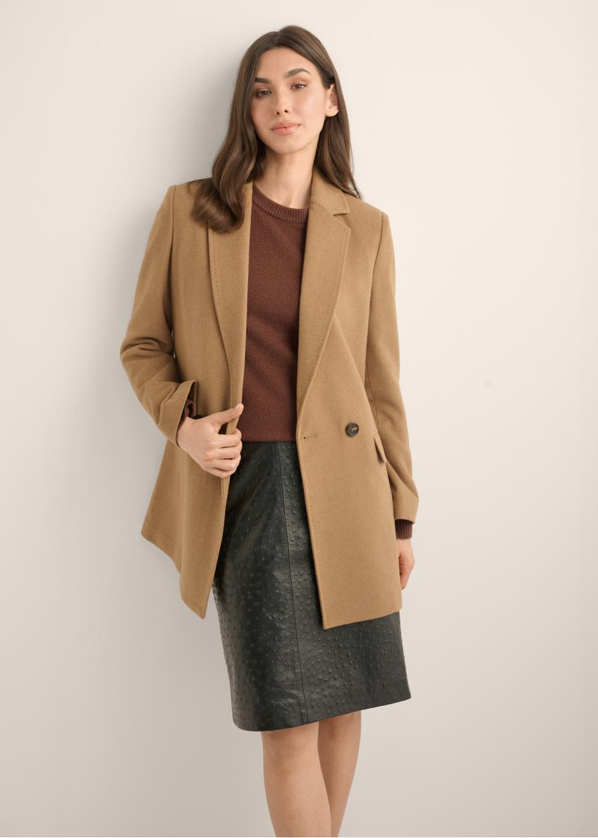 Women's wool coat in camel color PLADT-0071-1K(Z26)