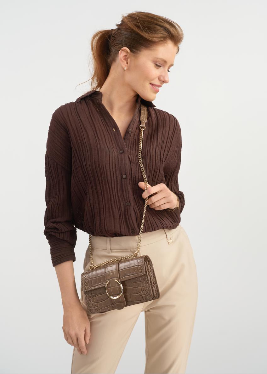 Beige small croco leather handbag TORES-1117-81(W25)