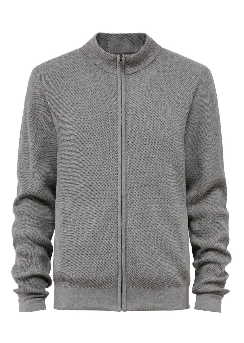 Men's gray zippered sweater SWEMT-0137-91(Z24)