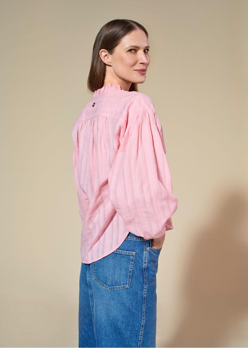 Pink women's blouse with tie BLUDT-0186-34(W25)