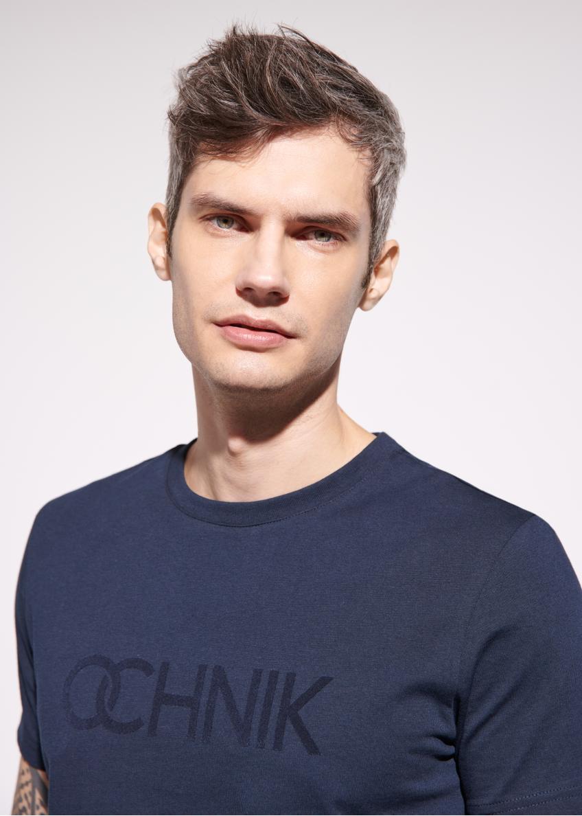 Men's navy blue T-shirt with logo TSHMT-0090-69(W23)