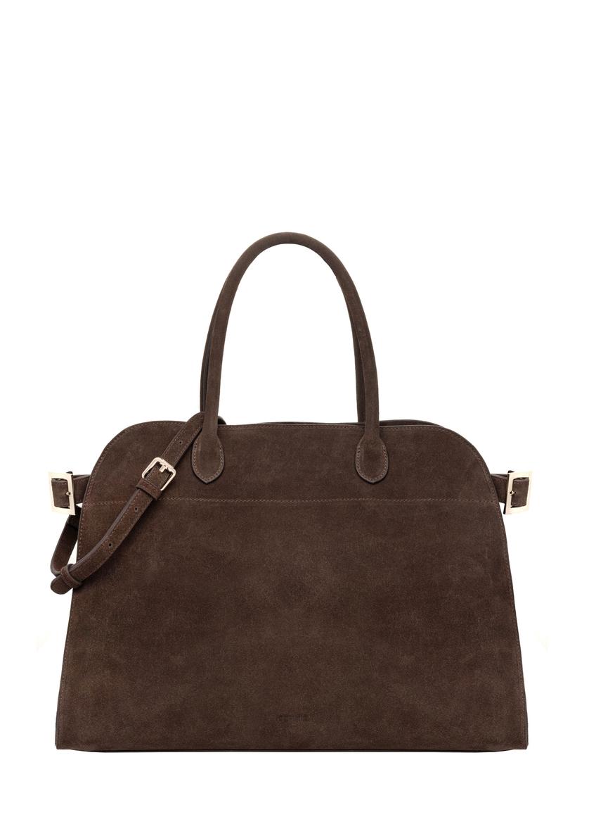 Dark brown leather women's shopper bag TORES-1412-1H(Z26)