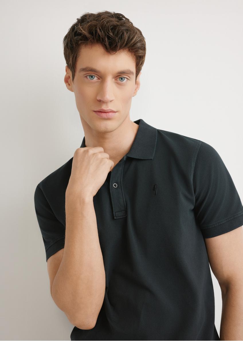Men's black polo shirt POLMT-0055A-99(W26)