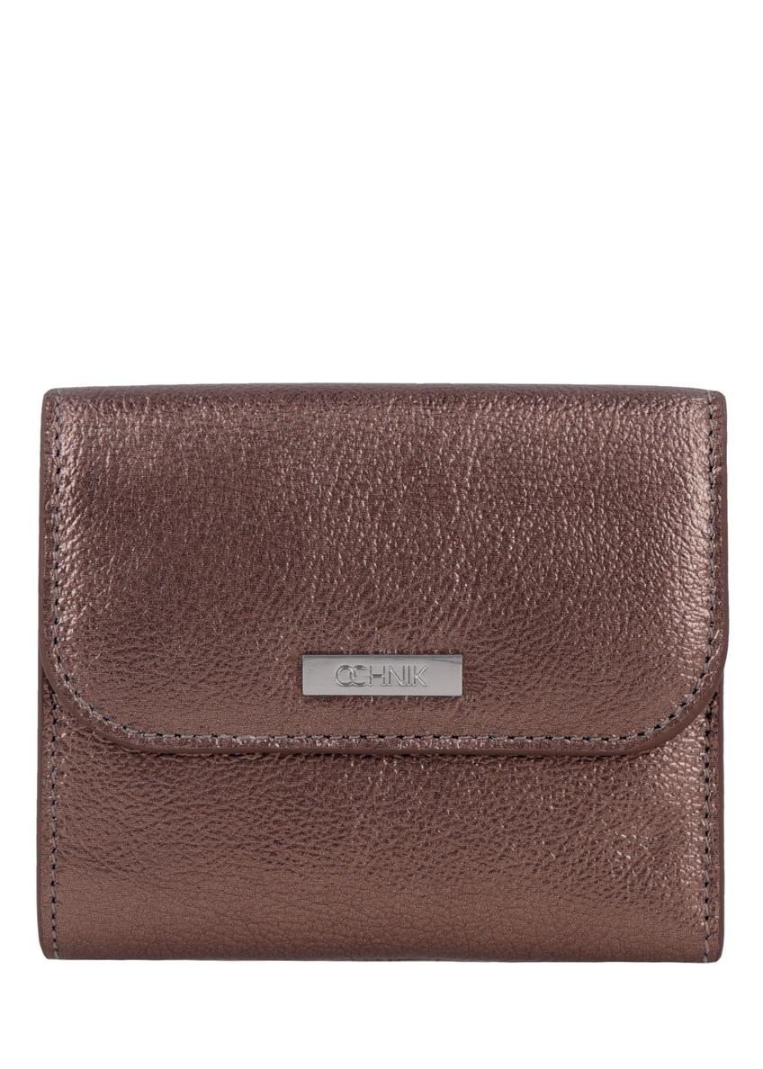 Small women's leather wallet in light brown color PORES-1029-1G(Z26), front product view on white background.
